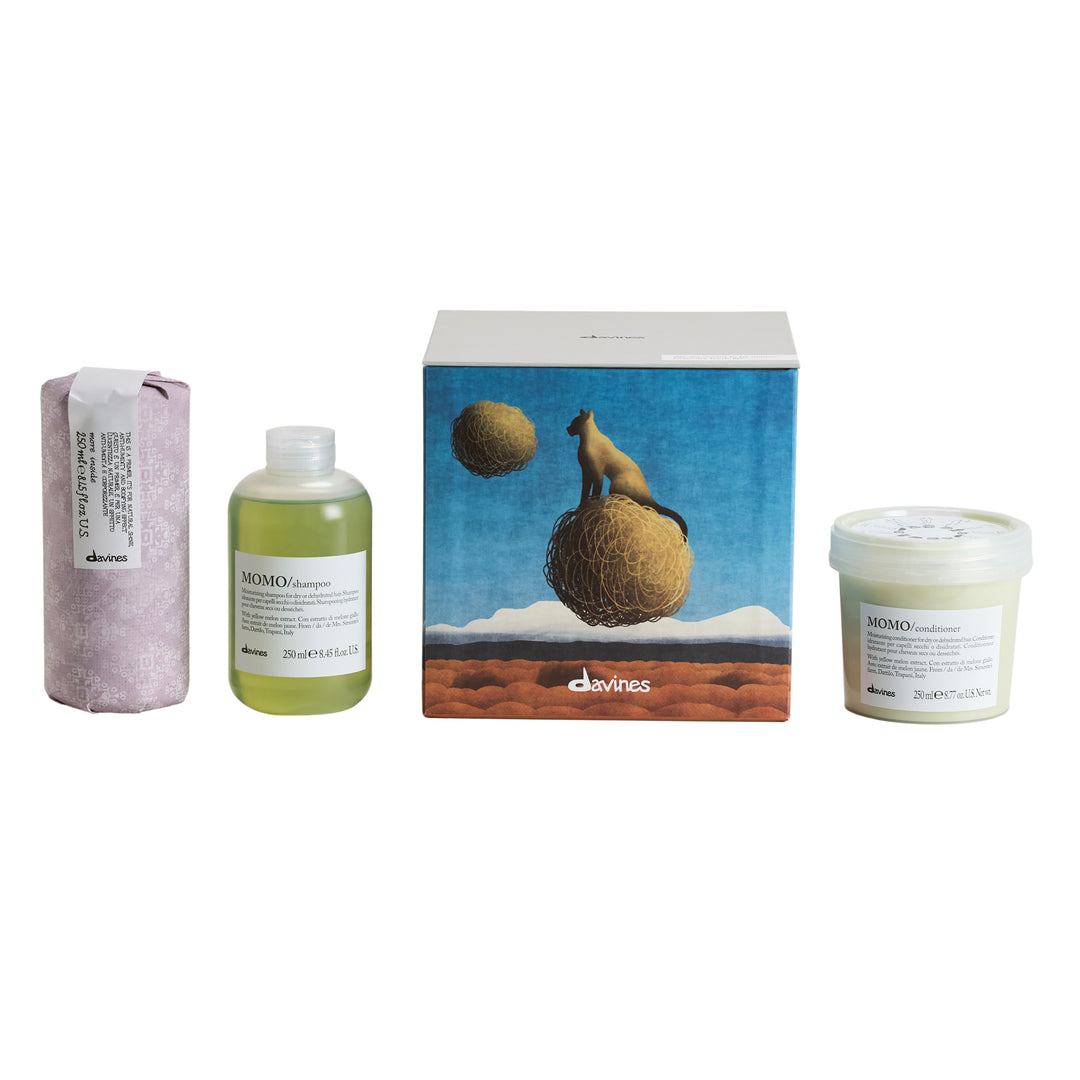 Davines MOMO Shampoo + Conditioner + Blow Dry Primer Trio | Lightweight Hydration & Heat Protection