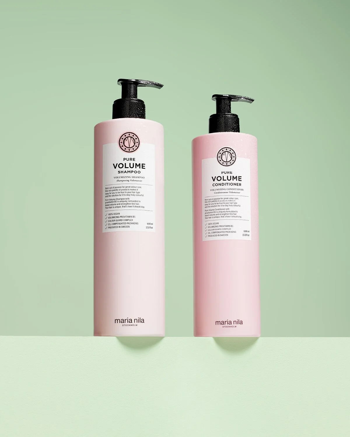Maria Nila Pure Volume Shampoo & Conditioner Pro-Size Duo - Litre Volumising Set for Fine Hair