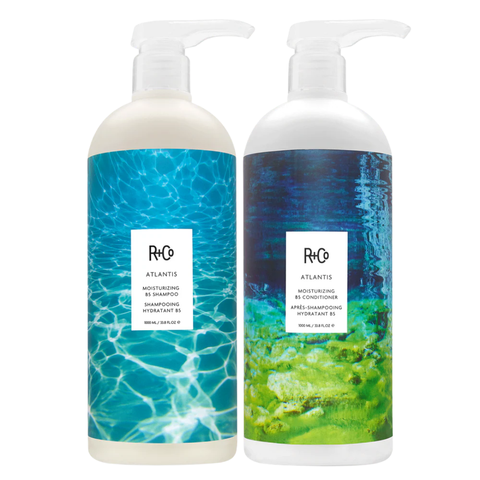 R+Co ATLANTIS Moisturizing B5 Shampoo & Conditioner Duo 1000ml | Professional Deep Hydration System
