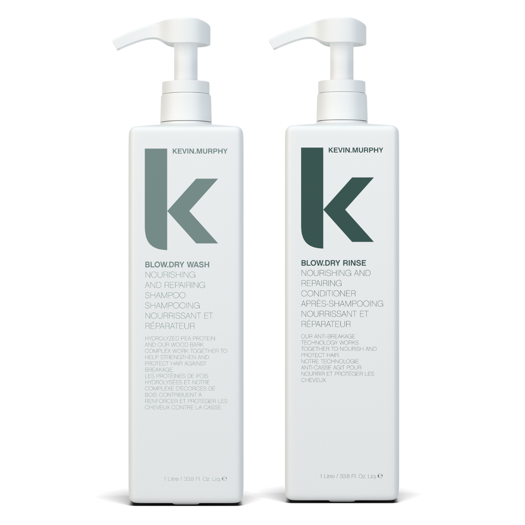 Kevin Murphy Blow Dry Wash + Rinse Pro Duo - Litre Blowout Prep Set for Frizz Control