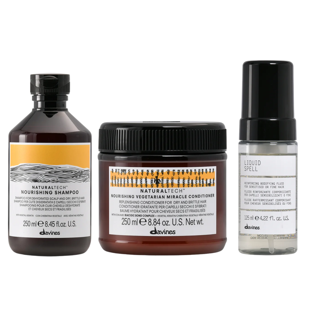 Davines Nourishing Set | NOURISHING Shampoo, Miracle Conditioner + Liquid Spell