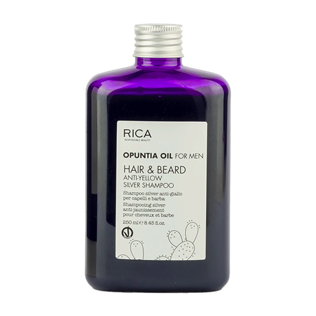 Rica Hair & Beard Anti-Yellow Silver Shampoo  -Opuntia Oil for Men