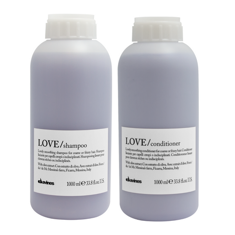 Davines LOVE Smoothing Shampoo & Conditioner 1000ml Duo | Frizz Control & Smooth Shine