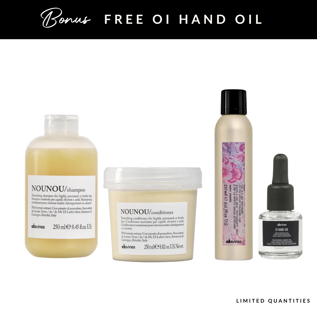 Davines NOUNOU Repair + Texture Set | Shampoo, Conditioner & Dry Texturizer