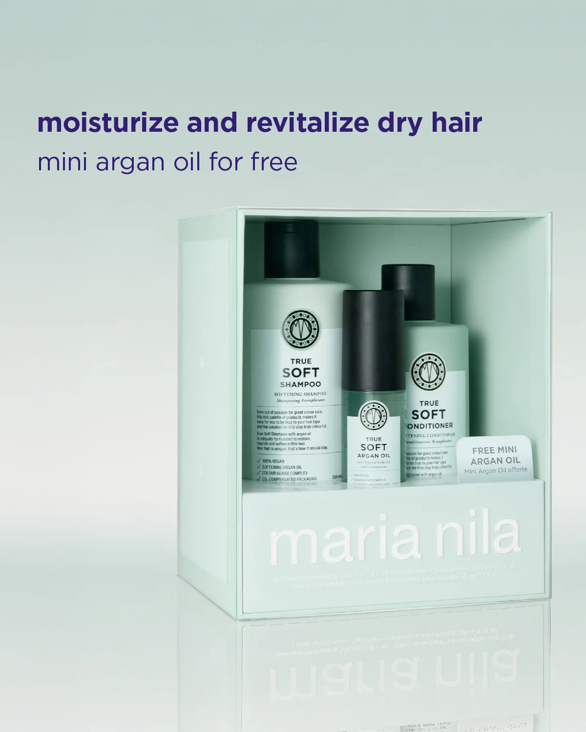 Maria Nila True Soft Holiday Box | Argan Oil Softening Gift Set for Dry Hair- New