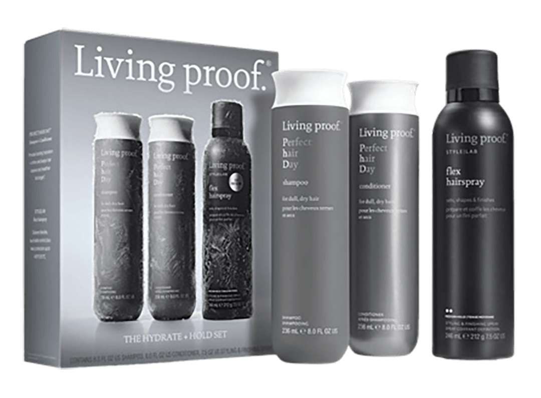 Living Proof The Hydrate + Hold Set Holiday 2026 — Perfect Hair Day Shampoo, Conditioner and Style Lab Flex Hairspray