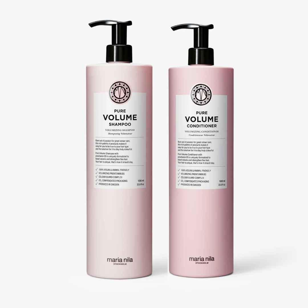Maria Nila Pure Volume Shampoo & Conditioner Pro-Size Duo - Litre Volumising Set for Fine Hair