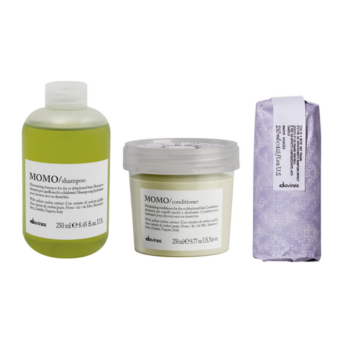 Trio de shampooing + après-shampooing + base de brushing Davines Momo