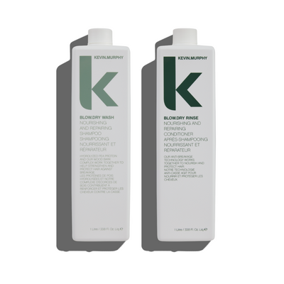 Kevin Murphy Blow Dry Wash + Rinse Pro Duo - Litre Blowout Prep Set for Frizz Control