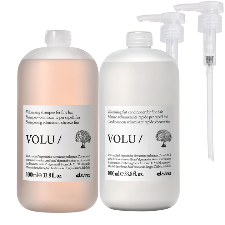 Davines VOLU Shampoo and Conditioner 1000ml Pro Duo | Volumising Pro Size System for Fine Hair