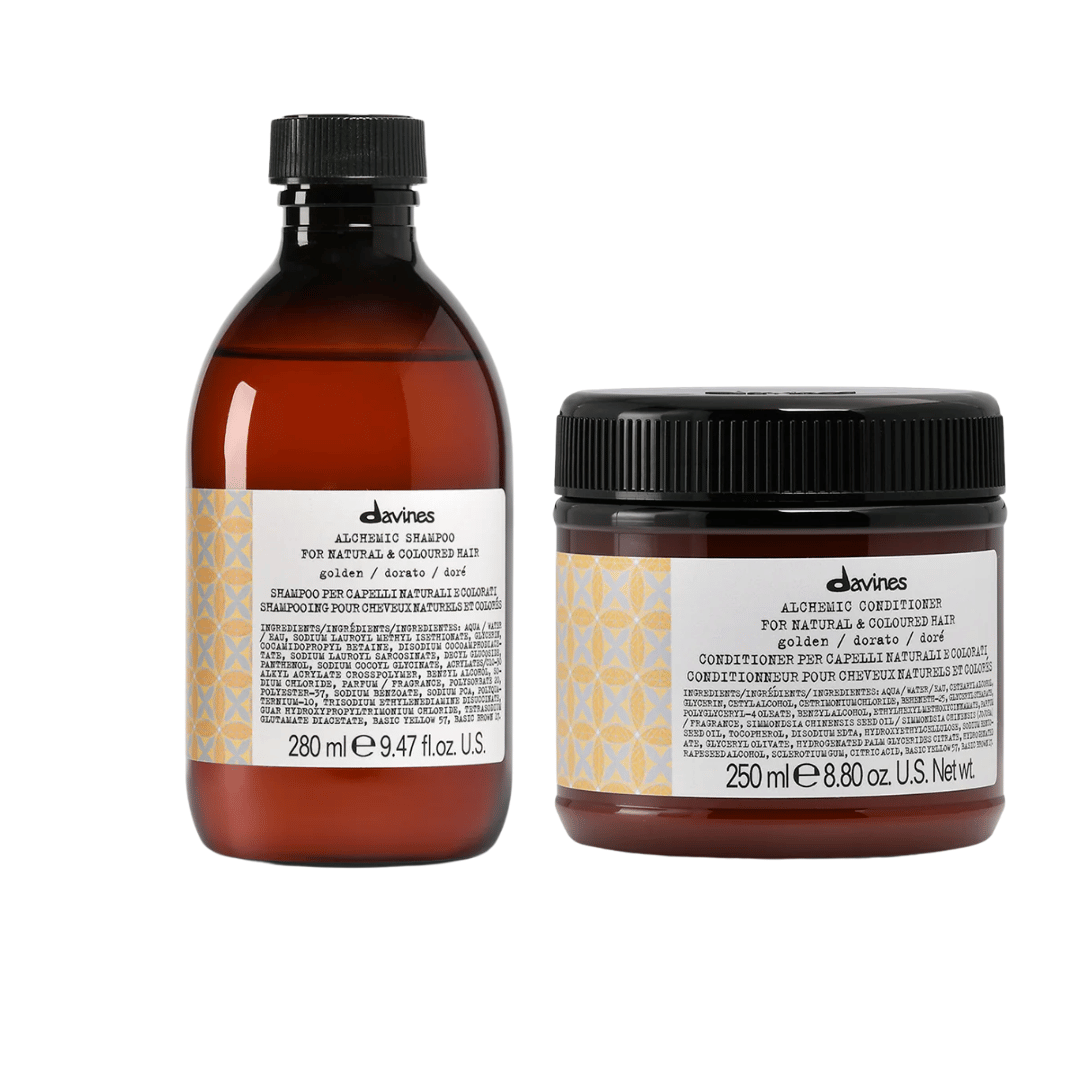 Davines ALCHEMIC Golden Shampoo & Conditioner Duo | Colour-Enhancing Duo for Golden-Blonde to Honey-Blonde Hair