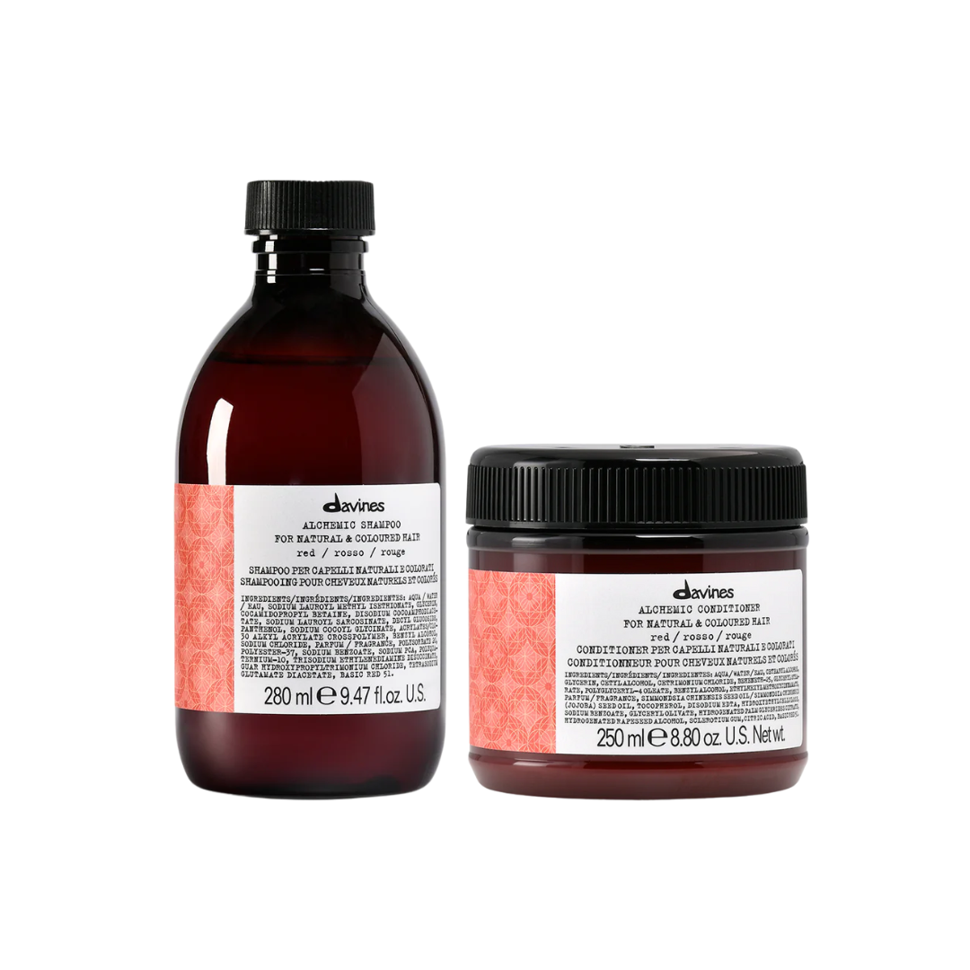 Davines Alchemic Red Shampoo & Conditioner Duo | Enhance Warm Red Hair Tones & Shine