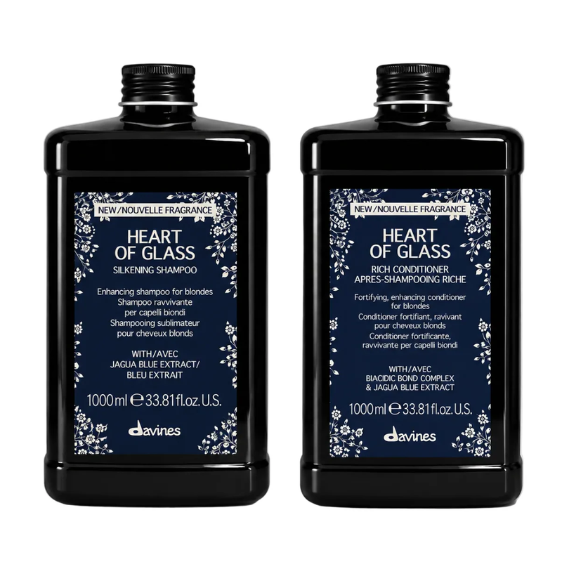 Davines Heart of Glass Blonde Pro Duo 1000ml | Chelating Shampoo & Conditioner for Blonde Hair