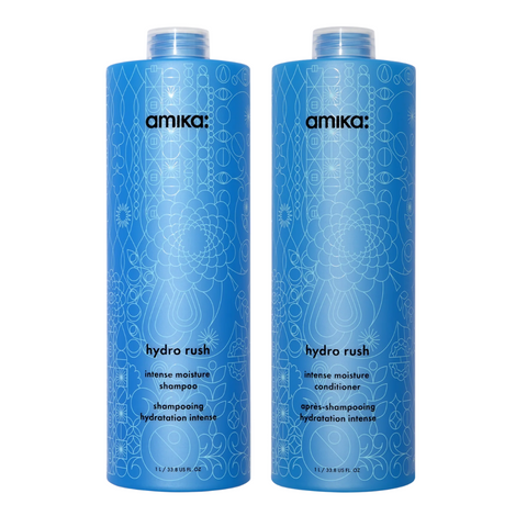 Amika Hydro Rush Intense Moisture Shampoo + Conditioner 1000ml Duo