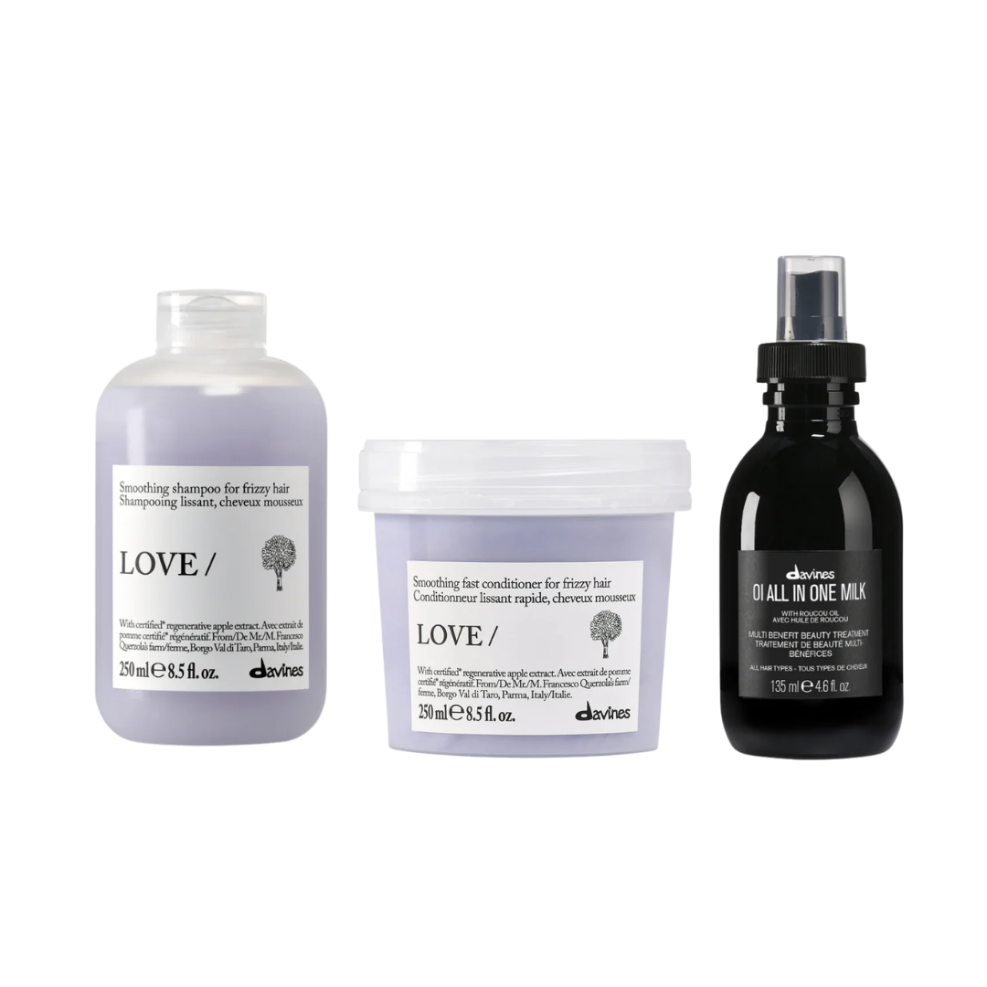 Davines LOVE SMOOTHING + OI Milk Set | Frizz-Control and Softness Bundle