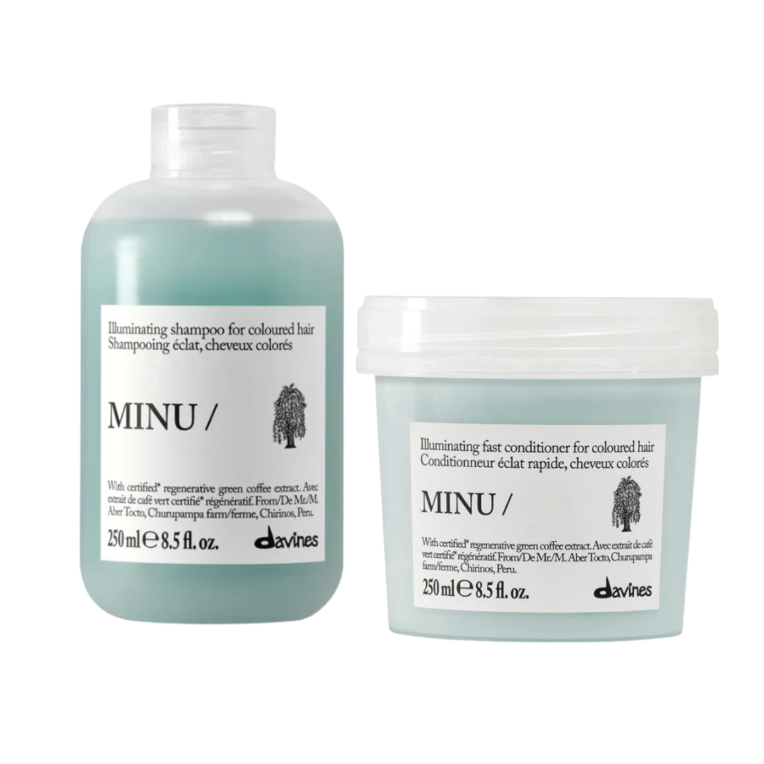 Davines MINU Shampoo + Conditioner Duo | Colour-Protective Wash Duo for Colour-Treated Hair