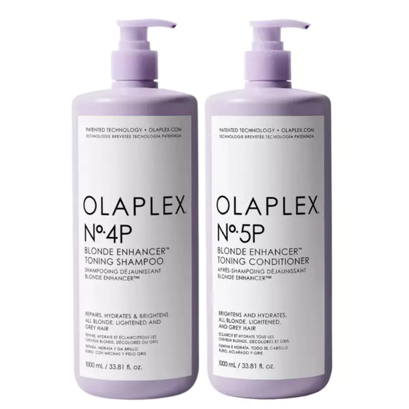 OLAPLEX Nº.4P + Nº.5P Blonde Enhancer Duo | Tone + Brighten available at Moda Salon