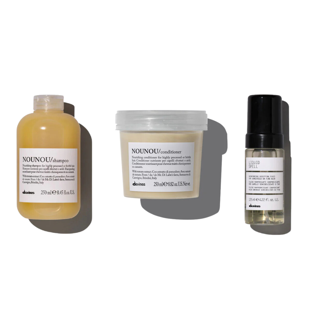 Trio de shampooing Davines Nounou + après-shampooing Davines + sort liquide