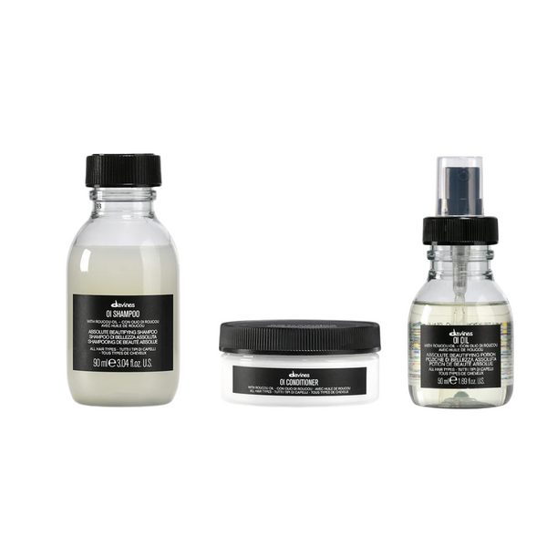 Davines OI Shampoo, Conditioner + OI Oil Trio MINI | Softness + Shine