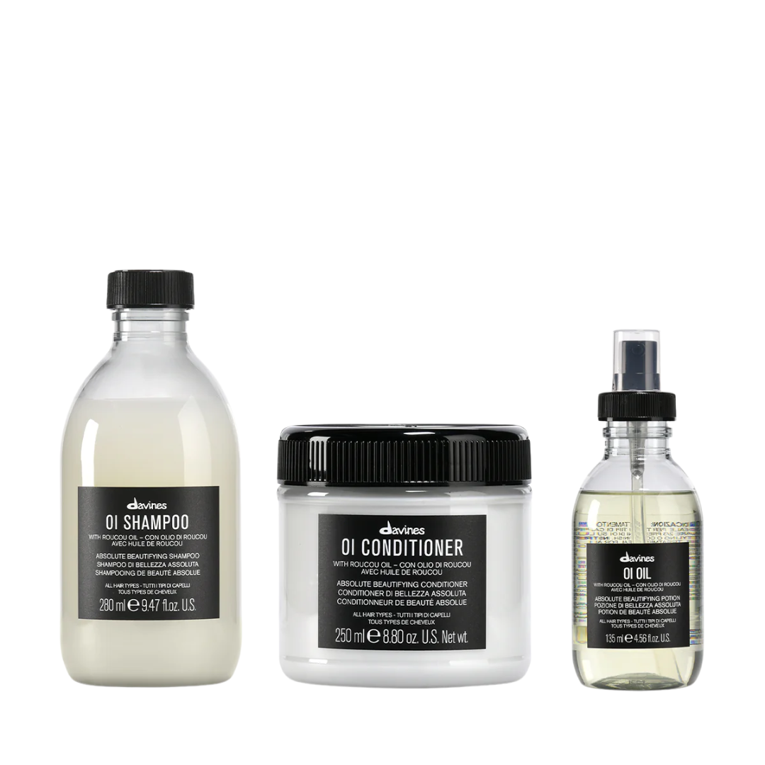 Davines OI Shampoo, Conditioner and Oil Trio | Complete Roucou Oil Routine for Shine, Softness and Polish