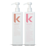 Kevin Murphy Plumping Wash + Rinse Pro Duo - Litre Densifying Set for Fine and Thinning Hair