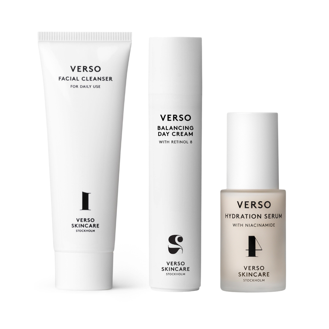 Verso Hydrating Trio – Facial Cleanser, Hydration Serum ,Balancing Day Cream